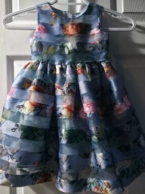 4/$25 Deal! Blue Floral Organza Girls' Party Dress